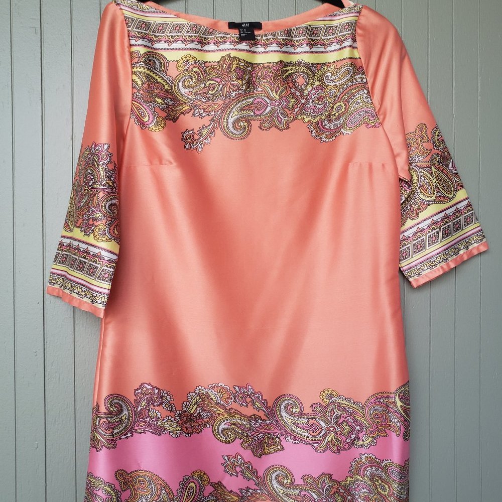 H & M Silky Pink and Peach Paisley Dress